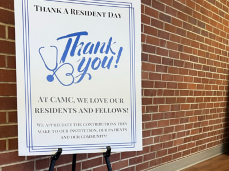 Thank a Resident and Fellow Sign in Hallway